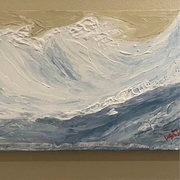 Original Impasto/Mixed Media Painting "Water is Peace" 24 X 12 by Lisa Dill